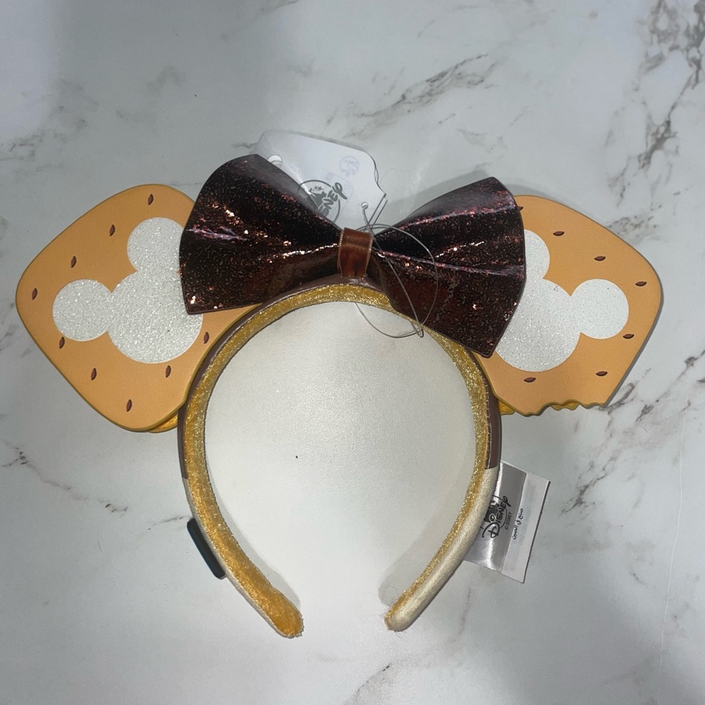 Disney s’mores Ear Headband with Brown Glitter Bow